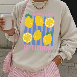 Lemon Sweatshirt, Italian Summer Sweatshirt, Italia - Sand